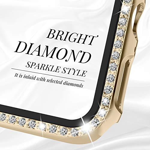Recoppa Compatible For Apple Watch Case With Screen Protector For Apple Watch 40Mm Series 6/5/4/Se, Bling Crystal Diamond Rhinestone Ultra-Thin Bumper Full Cover Protective Case For Women Girls Iwatch #TOP3