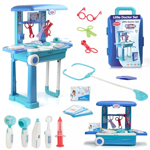 Chanak Premium Doctor Set Trolley for Kids with LED Light Instruments, Pretend Play Doctor Set Trolley for Kids Above 3 Years, Doctor Kit for Boys & G