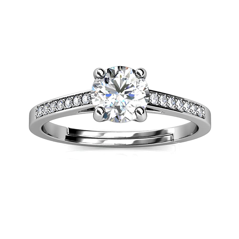 Anello Fidanzamentoda Donna in Argento Massiccio 925 Solitario con Diamante Moissanite 1,0 ct