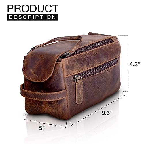 KOMALC-Premium-Buffalo-Leather-Unisex-Toiletry-Bag-Travel-Dopp-Kit