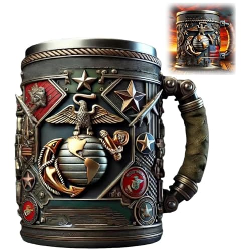 JVHOO Military 3D Mug, Creative Handmade Military Coffee Mug, 10 Oz Gift for Veterans, Salute to the Heroes (D)