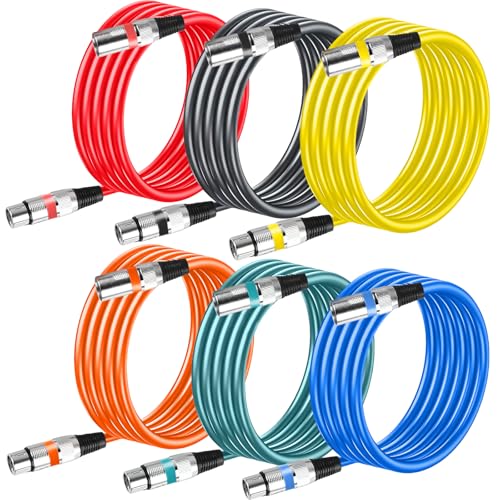 Leikurvo 6 Stück 2M XLR Kabel Premium Symmetrisches XLR Mikrofonkabel: DMX-Mikrofon-Signalkabel-Verbindungskabel 3-poligen Adapter XLR Stecker auf Buchse Kabel für...