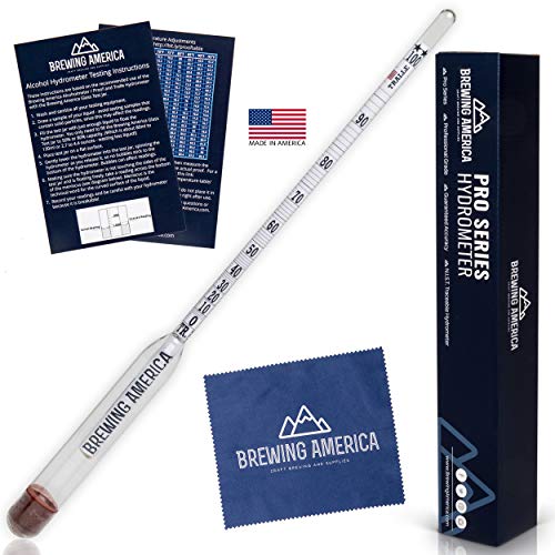 American-Made Alcohol Hydrometer Tester 0-200 Proof & Tralle Pro Series Traceable - Distilling