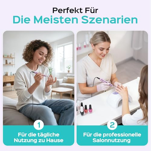 COSLUS Elektrische Nagelfräser für Gelnägel: 20000 u/Min Draht Einstellbare Geschwindigkeit and Drehrichtung Maniküre und Pediküre set，Nagelfeile Fräser für Gelnägel Acrylnägel (Lila)