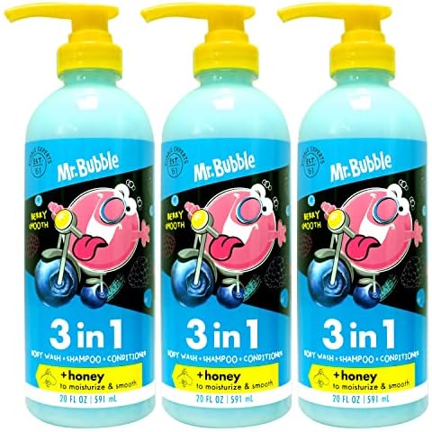 Mr. Bubble Berry Smooth 3-in-1 Body Wash, Shampoo & Conditioner Plus Honey Moisturize and Smooth Hair and Body 3-Pack Cover