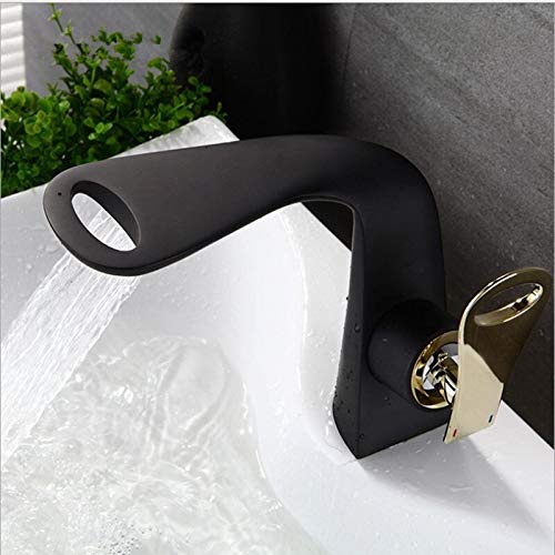Mitigeur lavabo en laiton anti-calcaire robinet noir de salle de bain