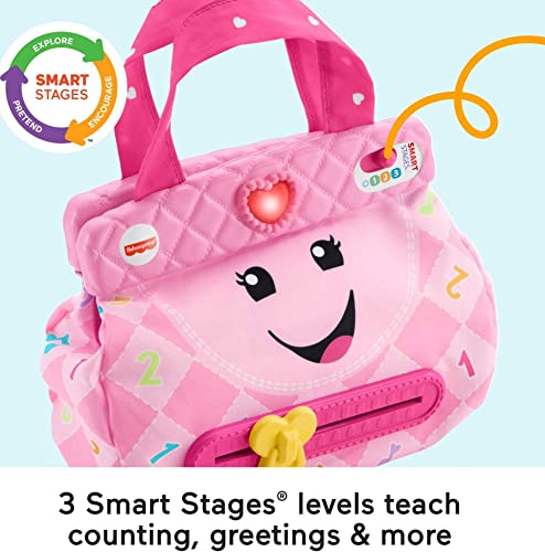 Image of Fisher-Price Baby & Toddler Toy Laugh & Learn My Smart Purse with Lights & Smart Stages Learning Songs for Infants Ages 6+ Months