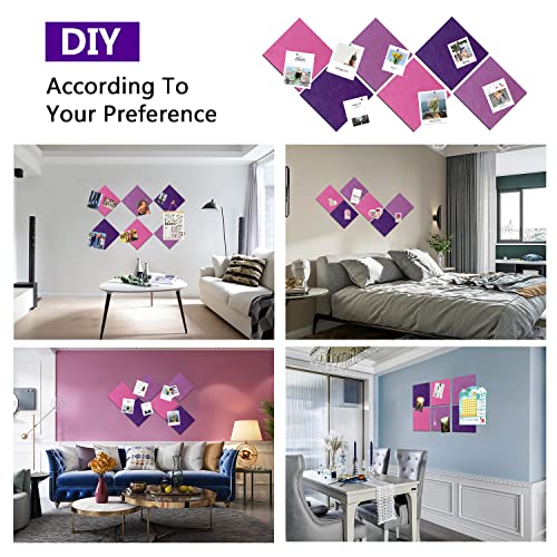 Felt Wall Tiles Square Bulletin Board Self Adhesive Cork Board With 15Pcs Push Pin Peel And Paste Memo Board Kroshine Diy Wall Decoration 7.87 * 7.87 * 0.35 Inch/20 * 20 * 0.9Cm(Colors H 6Pcs) #TOP4