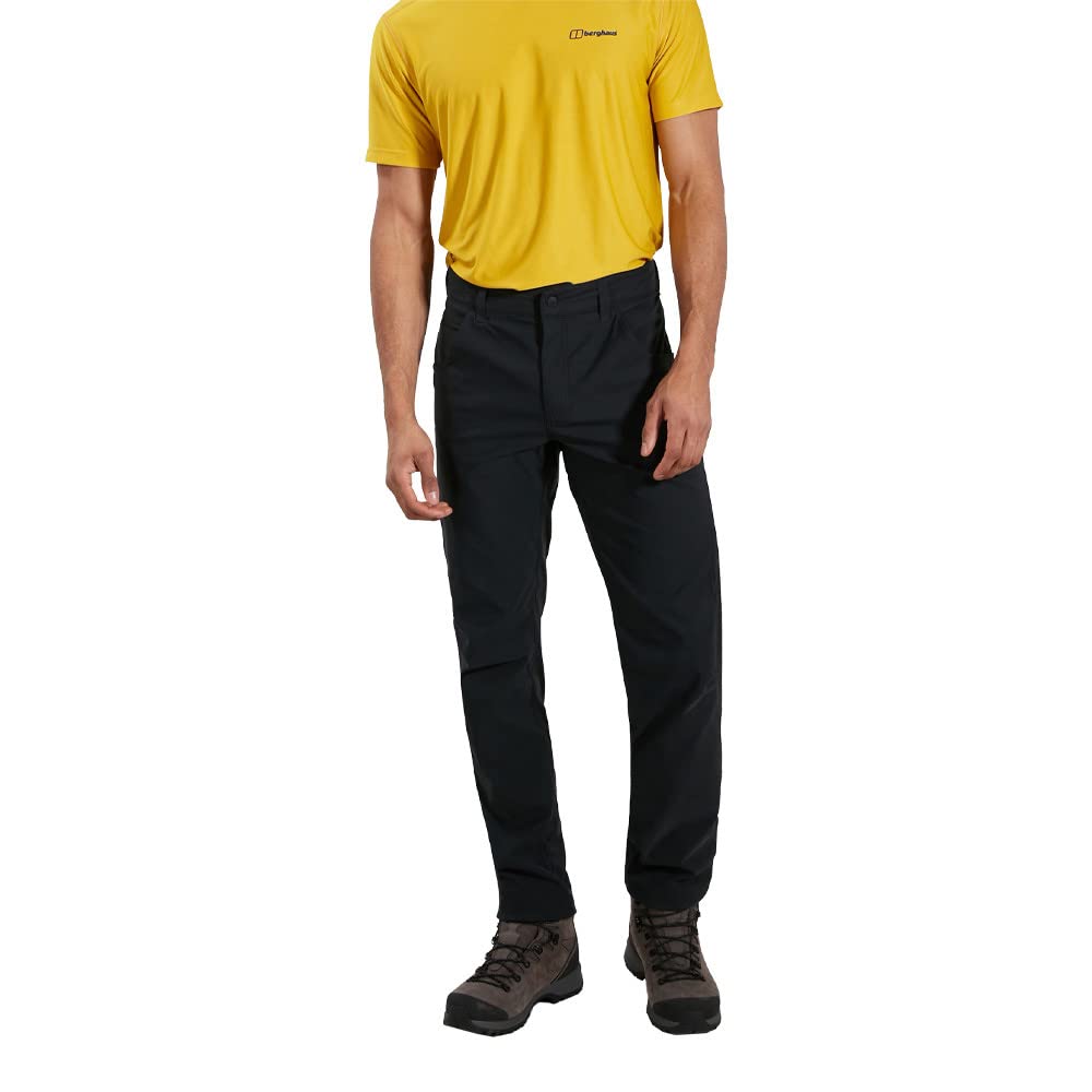 Berghaus Men's Ortler 2.0 Walking Trousers | Water Resistant | Comfortable Fit | Breathable Full Leg Trousers, Black/Black, 32 34