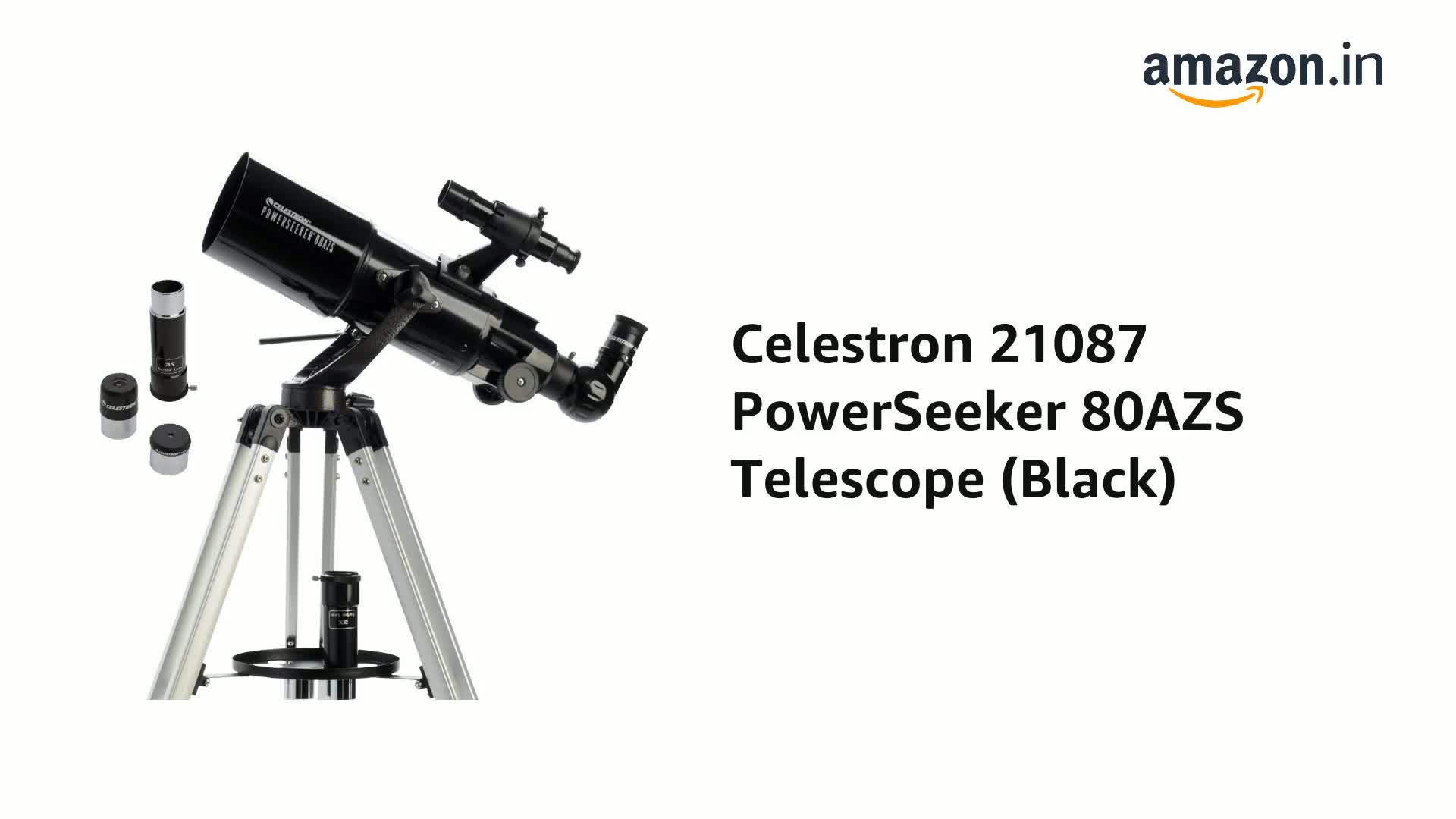 Black Celestron 21087 PowerSeeker 80AZS Telescope tillescenter