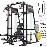 Mikolo Smith Machine, 2200lbs Squat Rack with LAT-Pull Down System & Cable Crossover Machine, Power Rack and Packages (BPRO230CPHGP)