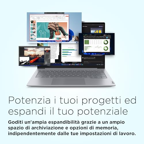 Notebook 14 Pollici ThinkBook 14 Gen 8, PC Portatile Professionale Windows 11 Pro, Intel Core Ultra 5 225U, Ram 16GB DDR5, 512GB SSD NVMe, Laptop AI Boost, Computer Audio Dolby, Webcam FHD IR - Notebook - Immagine 2