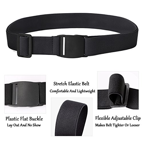 JASGOOD No Show Stretch Belt for Women Easily Adjustable Elastic Flat Buckle Belt2
