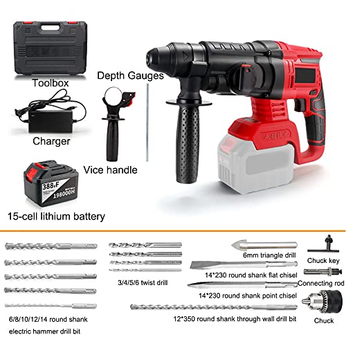 SDS-Bohrhammer 4 Funktionen Mit Vibrationskontrolle Und Sicherheitskupplung, Schwerer Abschlaghammer Für Beton… – Bild 8