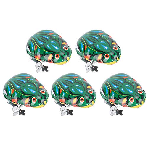Qcwwy 5 STÜCKE Katzen Spielzeug Frösche, Lustige Uhrwerk Frühling Aufzieh Metall Springender Frosch Retro Vintage Aufzieh Metall Blechspielzeug(Uhrwerkhalbautomatischer Frosch)
