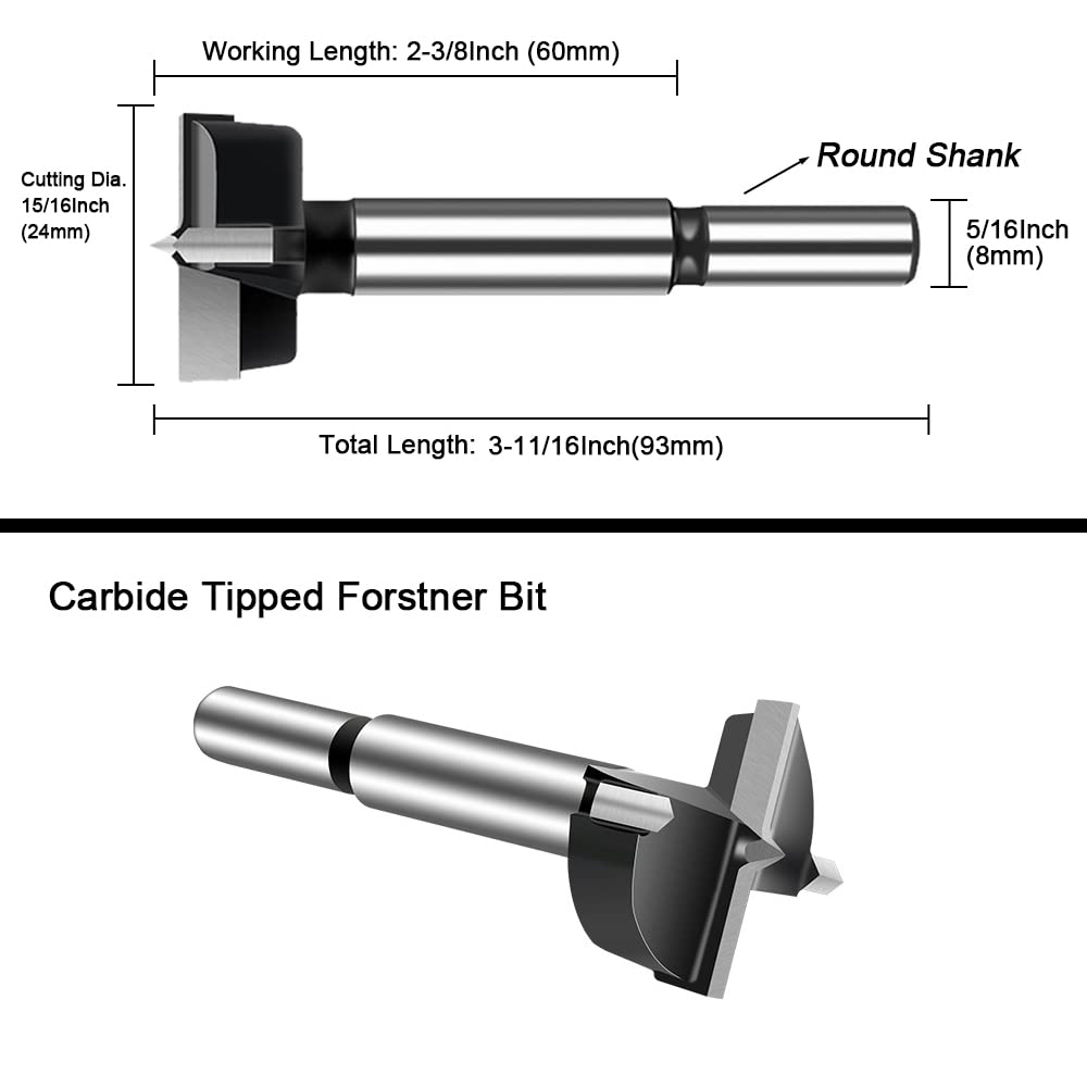 Brocas Forstner de wolframio 24mm, ASNOMY broca Forstner, broca para madera, broca de olla, broca artesanal para madera y madera dura..