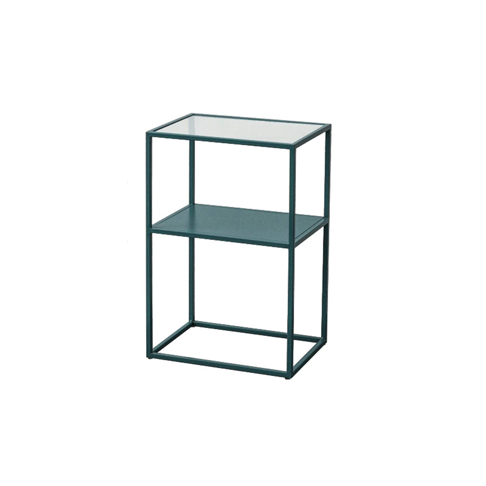Sofa-Beistelltische im modernen Stil, kompakte rechteckige Aufbewahrungs-Beistelltische, platzsparender Eck-Ausstellungstisch, kleine Couchtische aus gehärtetem Glas (H) 60 cm, Graublau, 40 x 30 x 60
