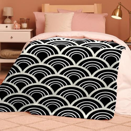 Couverture polaire écaille noire blanche 150x130 microfibre - 8
