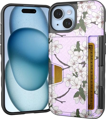 Image of Smartish iPhone 15 Wallet Case - Wallet Slayer Vol. 2 [Slim + Protective] Credit Card Holder w /Kickstand - Drop Tested Hidden Card Slot Cover Compatible w /Apple iPhone 15 - Very Cherry Blossom