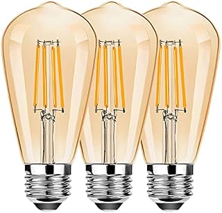 ProCrus ST64 4W LED Vintage Light Bulbs,Edison E27 Screw LED Filament Bulb,40W Incandescent Equivalent,2700K Warm White,Retro Antique Style,Amber,360° Beam Angle,Non-dimmable,3 Pack,Energy Class F