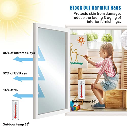 Image of One Way Window Film Privacy Tint Glass Cling Coverings UV Reflective Sun Blocking Heat Control Non-Adhesive Window Shades Film,Visible in One Side Mirror Tint for Home Office Silver 23.6 x 78.7 Inch