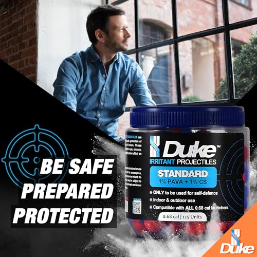 Image of Duke 68 Cal Pepper Ball Projectiles (1% PAVA + 1% CS) - Standard Irritant Projectiles, Non Lethal Pepper Gun Balls for Self Defense Weapons, Home Defense - Round, 3.2g - 3.4g