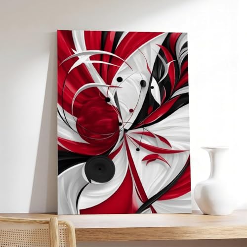 Poster abstrait rouge et noir géométrie médiévale 40x60 cm - 7
