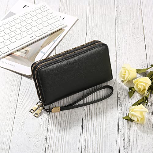 Image of GAEKEAO RFID Leather Wristlet Wallet for Women with Grip Strap