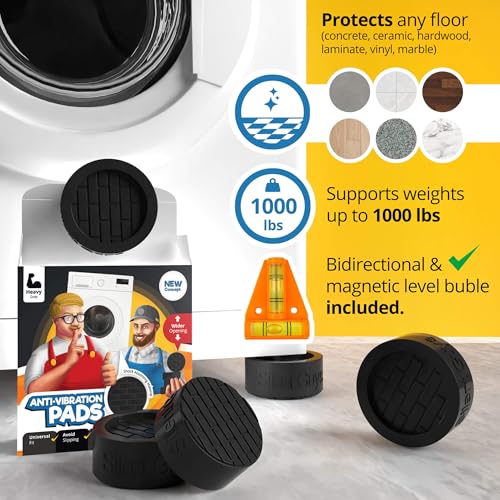 Image of Silent Guys Heavy Duty Anti Vibration Pads for Washing Machine - 4 Pack Washer Vibration Pads, Anti Vibration Mat & Black Washing Machine Vibration Pads