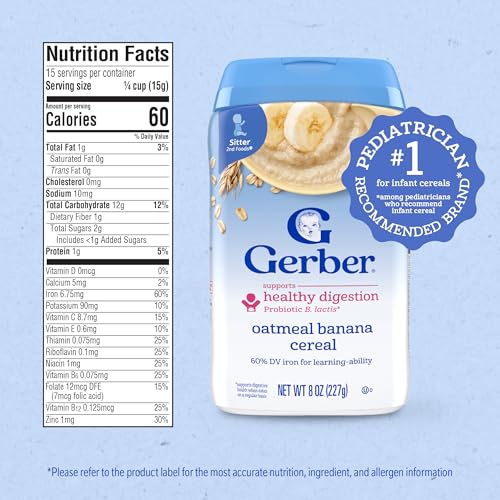 Gerber Stage 2 Baby Food, Oatmeal Banana Cereal, Probiotics Support Healthy Digestion, Baby Oatmeal Cereal, 6-Pack image 2