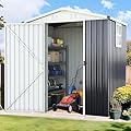 Quictent 6X4 FT Outdoor Metal Storage Shed, Heavy Duty Easy Assemble Garden Shed for Bike Storage, Tool Storage, Temporary Storage with Combination Lock