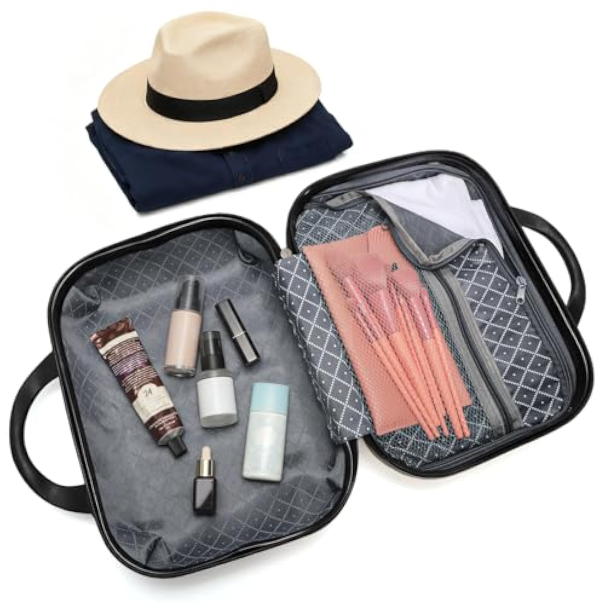 Hard Shell Makeup Travel Case, Portable Cosmetic Organizer