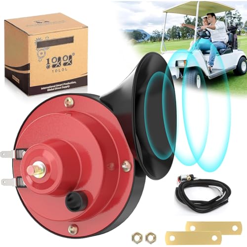 10L0L Universal 12 Volt Golf Cart Horn Kit for Yamaha EZGO Club Car - Floor Mount Button Switch Golf Cart Street Legal Horn Kit