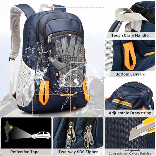 Petfu Wanderrucksack 40L Rucksack Herren groß Damen Wasserdichter Rucksack Wasserdicht Reiserucksack Trekkingrucksack mit Reflexstreifen Für Wandern, Radfahren, Klettern, Bergsteigen und Reisen Sport