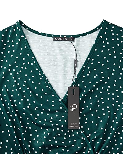 Image of OUGES Casual Summer Dress for Women Wrap V Neck A Line Midi Dresses with Pockets
