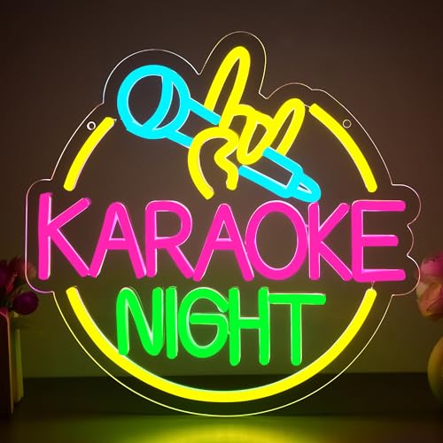 Karaoke Neon Sign for Wall Decor,Karaoke Night LED Sign for Music Bar,karaoke Party Neon Lights Signs for Music Room,karaoke party decorations for Karaoke Bar,Birthday,Man Cave,12.2 * 12.6 inch(D262)
