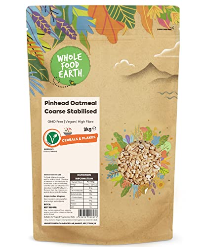 Wholefood Earth Pinhead Oatmeal Coarse Stabilised 3 kg | GMO Free | High Fibre