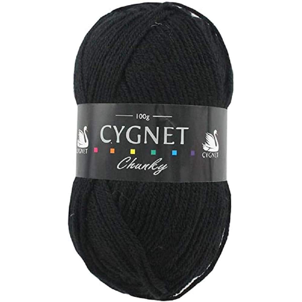 Cygnet Black Chunky Knitting Yarn 100G 100% Acrylic 217