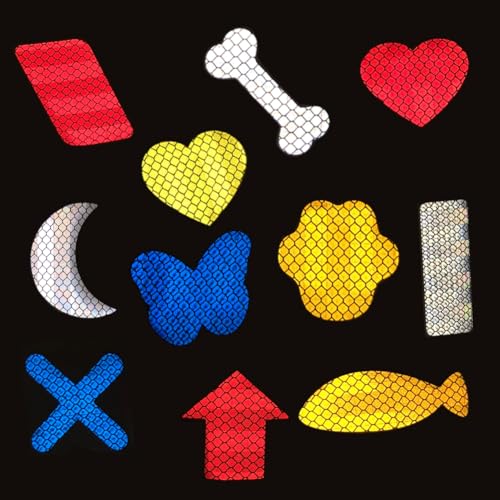 Image of 100Pcs Warning Reflective Stickers, Reflective Decals Waterproof Reflector Tapes Safety Stickers Night Visibility Adhesive Stickers for Motorcycle Bicycle Car (Star-Shaped)