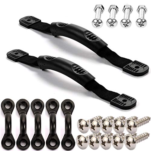 Borogo 2Pcs Kayak Canoe Carry Handles, Kayak Boat Side Mount Paddle Park Handles – 5PCS Pad Eye with 10 PCS Screws for Boat Kayak Deck Rigging Kit
