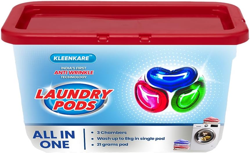 3 In 1 Smart Shot LaundryPods, Laundry Detergent Tablets Pods For Tough Stain Removal In Front & Top Load machines, Care with Anti-Wrinkle Technology, 21g Pods, 8kg Load Capacity