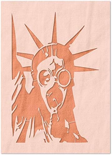 Stencil Stop Statue of Liberty with Gas Mask Stencil - Reusable for DIY Projects, Painting, Drawing, Crafts - 14 Mil Mylar Plastic (12 x 18 inches)