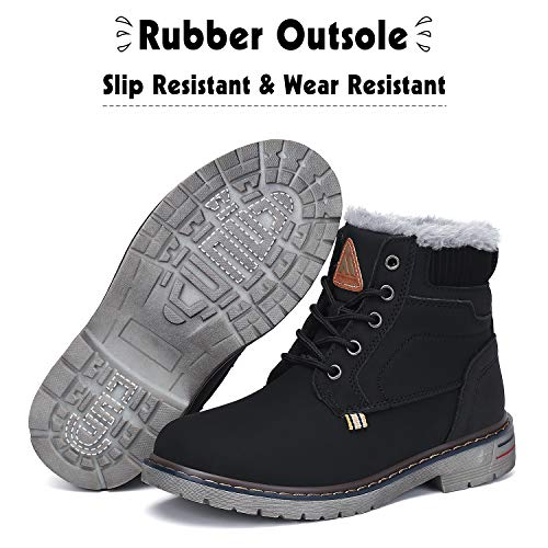 Boys Girls Winter Snow Boots Waterproof Slip Resistant Kid's Hiking Boot Mid Calf Child Outdoor Cold Weather Warm Boot Black 3.5 Little Kid #TOP5