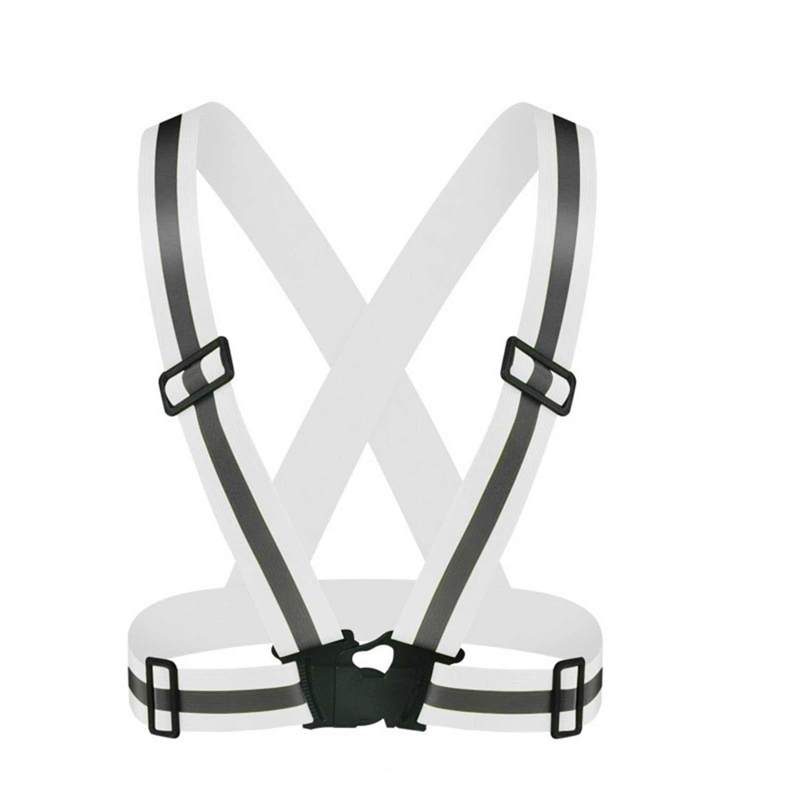 ByNGSDCC Breathable Adjustable Reflective Safety Vest Highlight Straps Elastic Band for Adults Kids Night Running Riding(White)