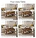 FABATO Lift Top 4-in-1 Multi-Function Convertible Coffee Table With Storage, Converts to Dining Table for Living Room, Reception Room, Office - Rustic Brown