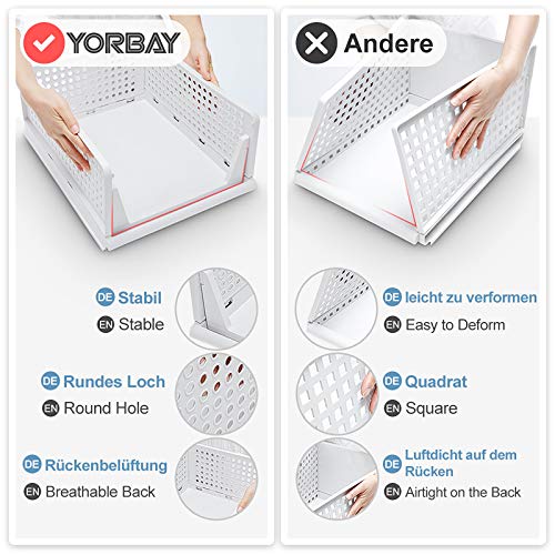 Yorbay Stapelbare garderobe-organizer, 3 stuks, kledingopbergdoos, uittrekbare ladeverdelers, opvouwbare plastic manden… - Image 6
