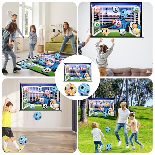 Image of Nazano Soccer Ball Game Set for Kids, Indoor Outdoor Backyard Toss Soccer Goal Game with 2 Balls, 1 Flannel Target, Soccer Toys for 4 5 6 7 8 Years Old Kids Birthday