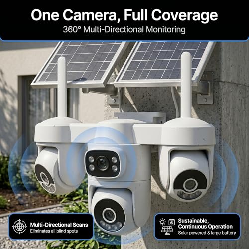 Image of Golens WC22K Solar Pro 4G Security Camera 4 Lens | SIM Supported | AI Human Detection & Auto Tracking | Full Color Night Vision | Dual Solar Panel, 12000mAh Battery, Two-Way Audio, Sound & Light Alarm