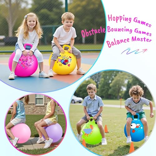 Image of Sit & Bounce Rubber Hop Ball for Kids | Inflatable Hopper Ball with Handle | Indoor & Outdoor Activity Toy | Best Gift for Boys & Girls | Multicolour | 45cm | Multicolor