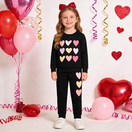 Image of Little Girls Outfits 2 Piece Toddler Long Sleeve Sweatshirt Leggings Pants Fall Winter Clothing Set 2-10 Years